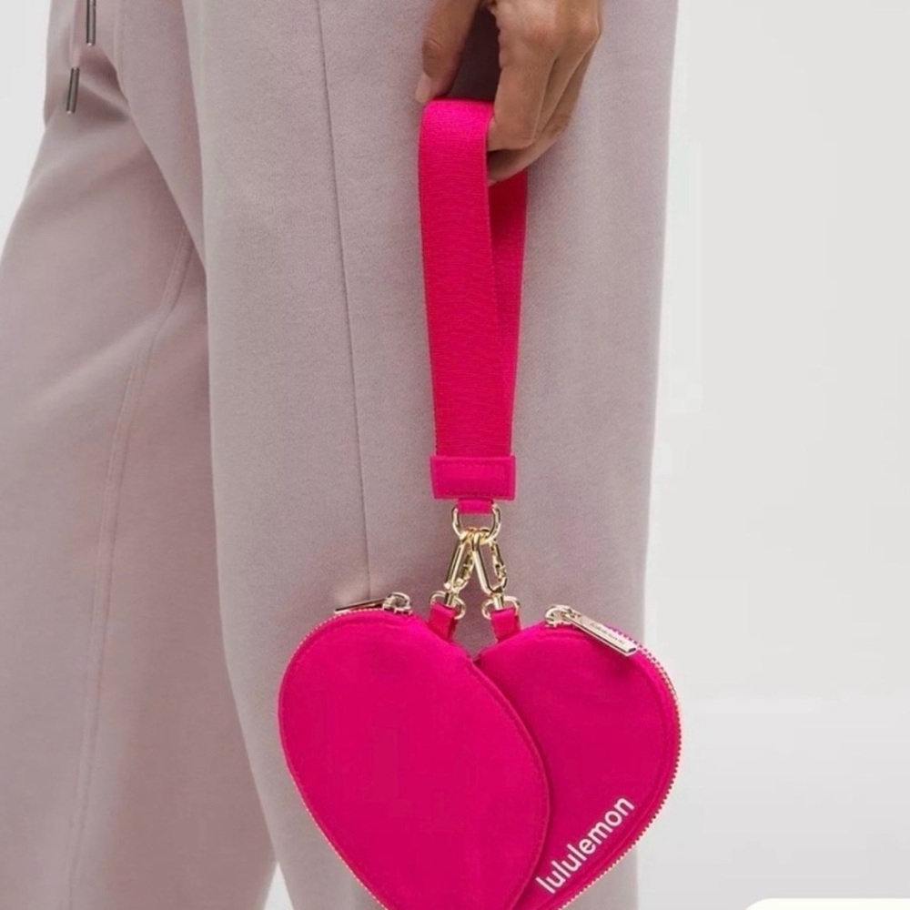 Lululemon Athletica Pink Heart Dual Pouch Wristlet - Picture 4 of 6